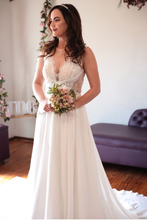 Load image into Gallery viewer, Camira - A-Line Open-Back with Lace Wedding Dress