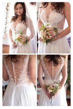 Load image into Gallery viewer, Camira - A-Line Open-Back with Lace Wedding Dress