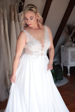 Load image into Gallery viewer, Camira - A-Line Open-Back with Lace Wedding Dress