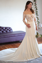 Load image into Gallery viewer, Maddy - Fit-and-Flair Long-Sleeved Lace Wedding Dress
